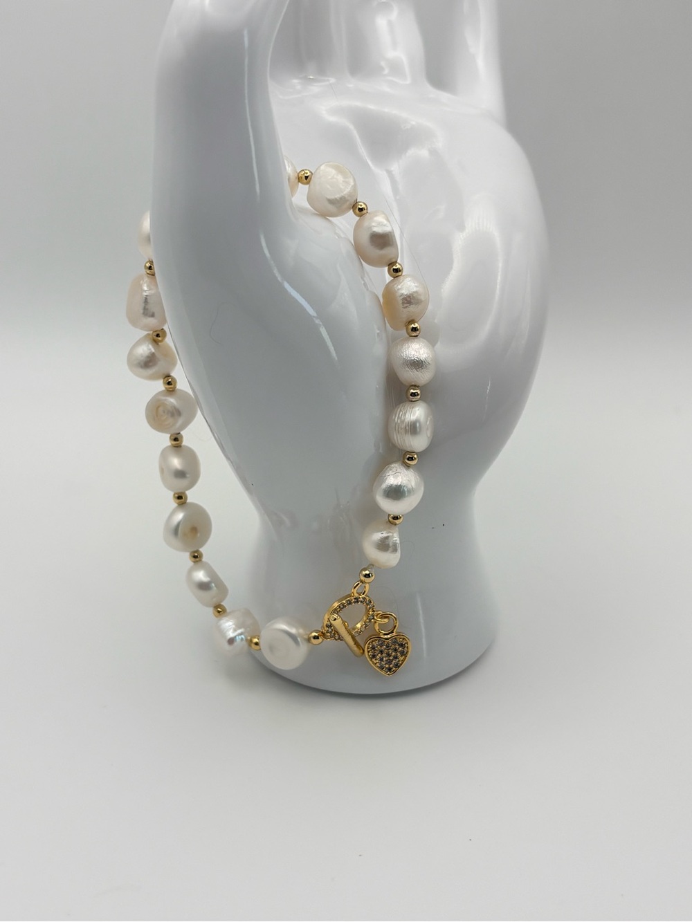 Gold Plated Natural Freshwater Pearl Bracelet